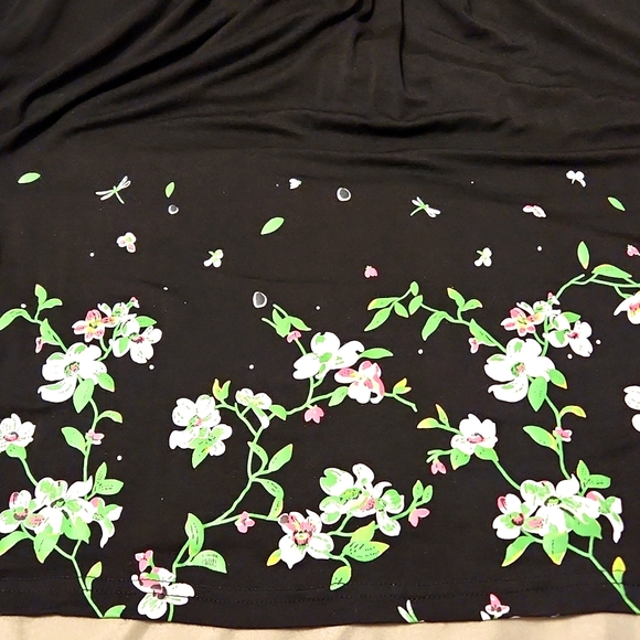 Kilig summer casual size medium floral pleated black midi dress - Picture 5 of 5